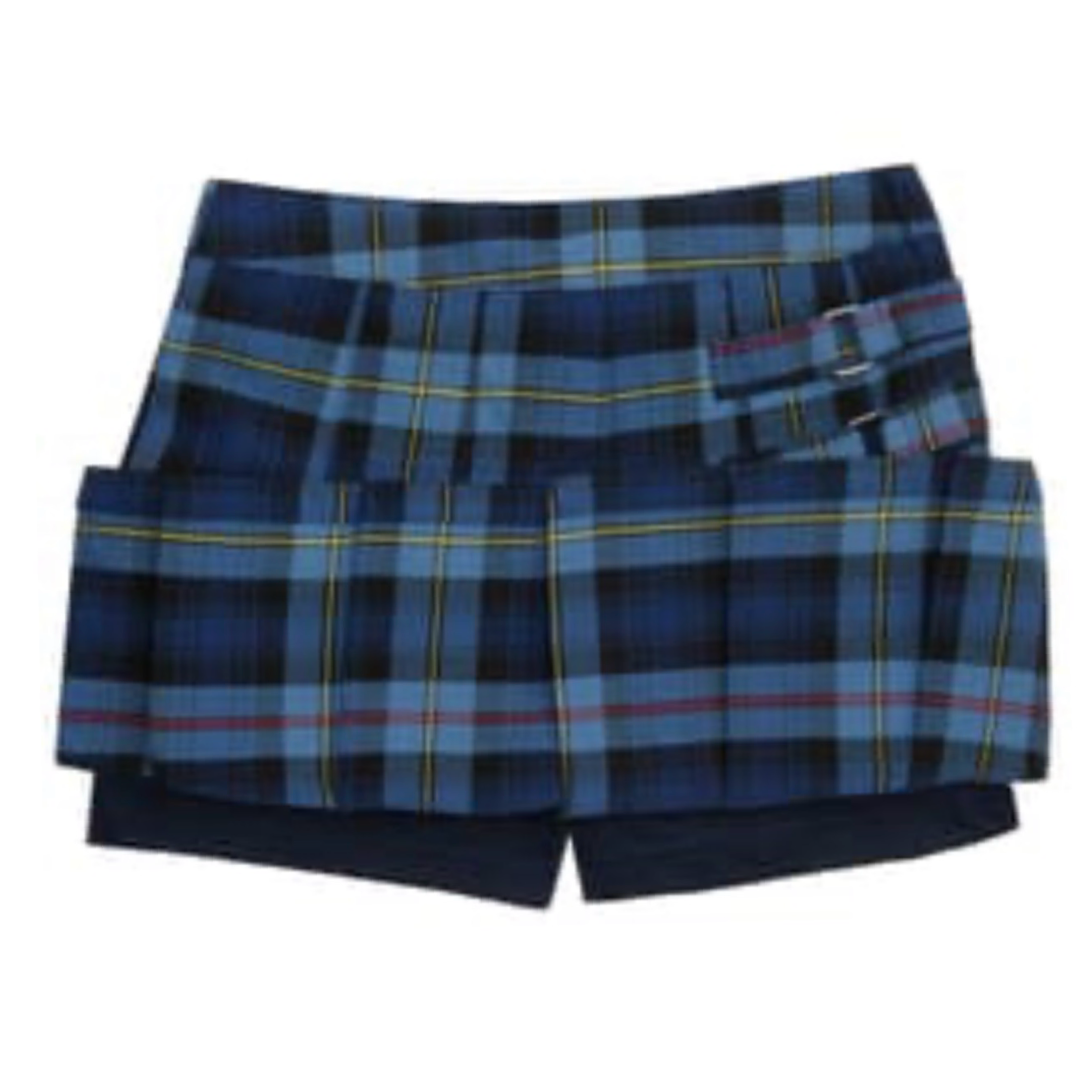 All Saints Classical - Girl's Blue / Red Plaid Pleated 2-Tab Scooter