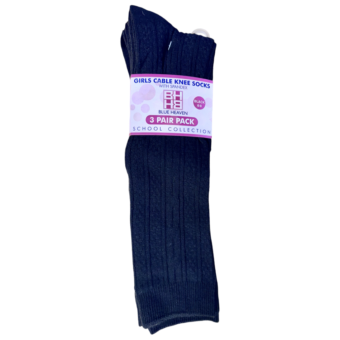 Grace Christian Academy - Girl's 3-Pack - Cable Knee Socks