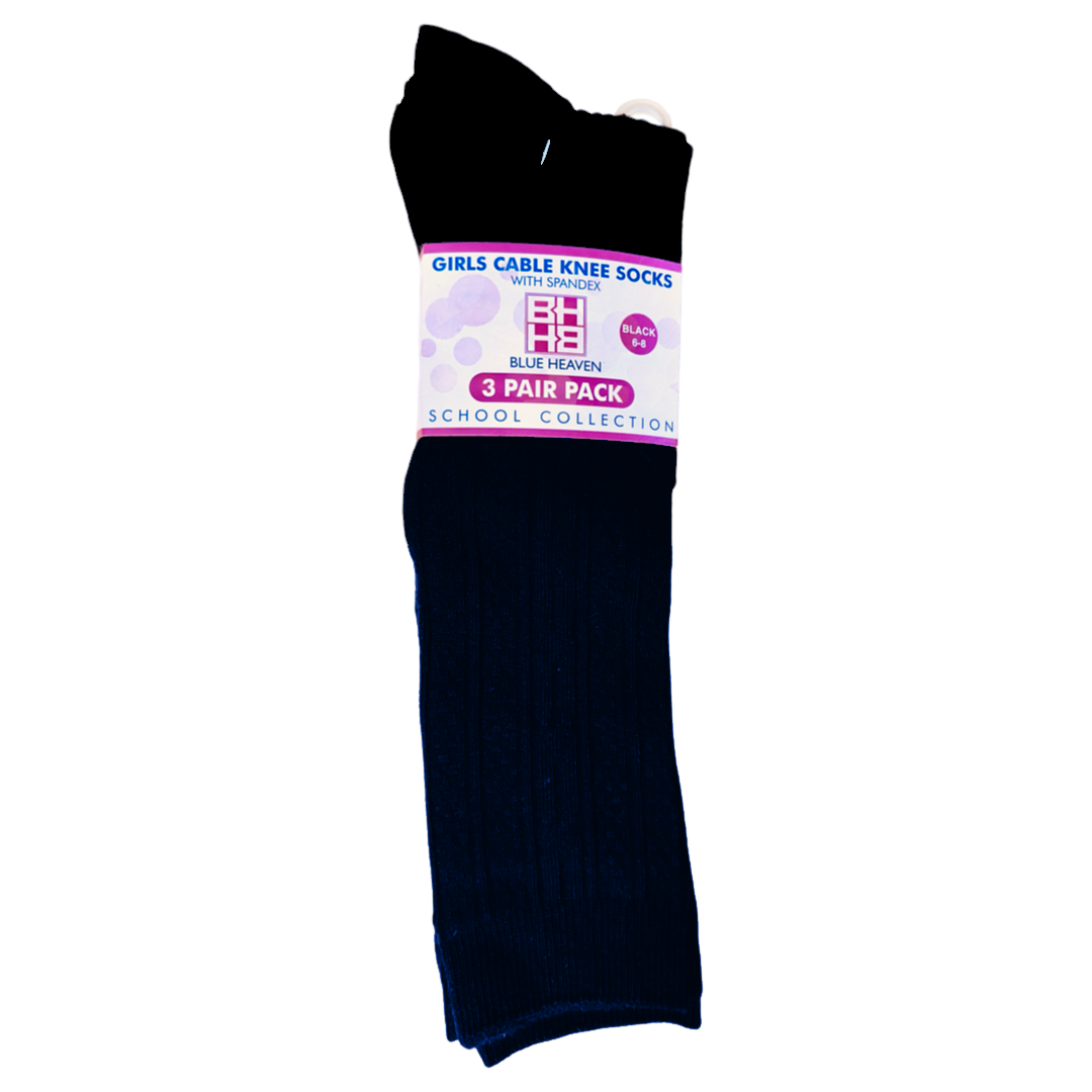 St. Mary&#39;s Catholic School-TX  - Girl&#39;s 3-Pack - Cable Knee Socks