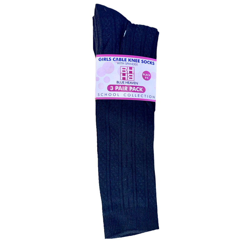 New Horizon - Girl's 3-Pack Cable Knee High Socks - PK-12th