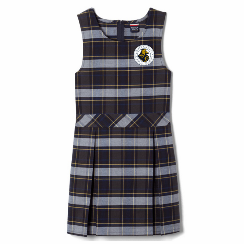 Liberty Christian Classical - Plaid Box Pleat Jumper Blue & Gold Plaid - K - 5th