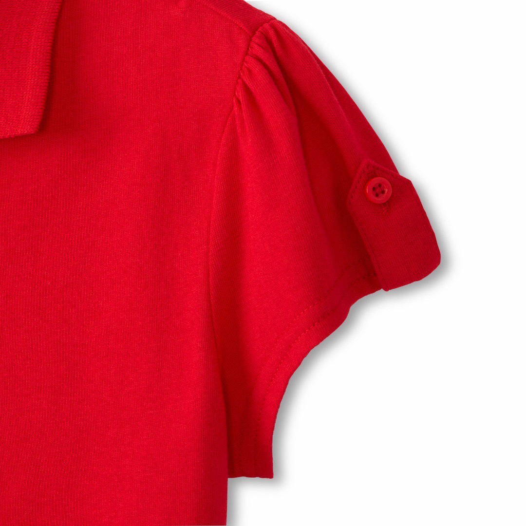 Girl's Short Sleeve Jersey Polo w/ Sleeve Tabs
