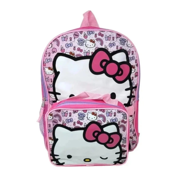 Hello kitty backpack with top lunch box