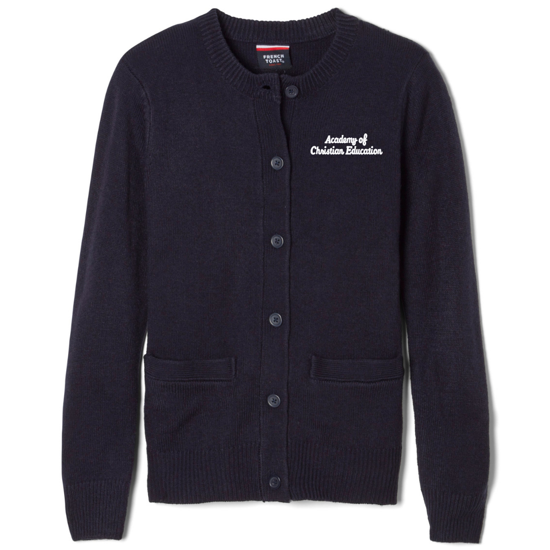 Academy of Christian Education - Girl's / Young Women's Crewneck Cardigan Sweater