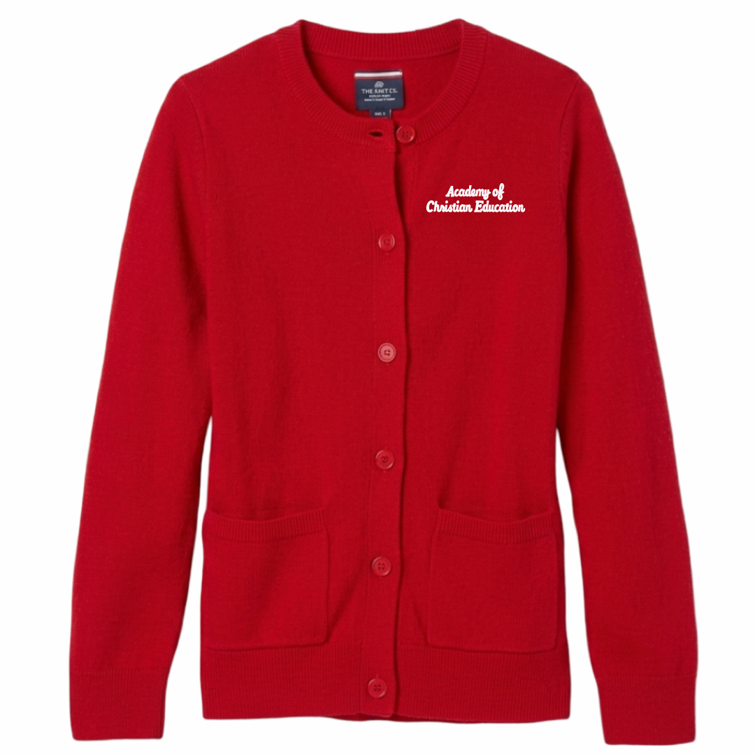 Academy of Christian Education - Girl's / Young Women's Crewneck Cardigan Sweater