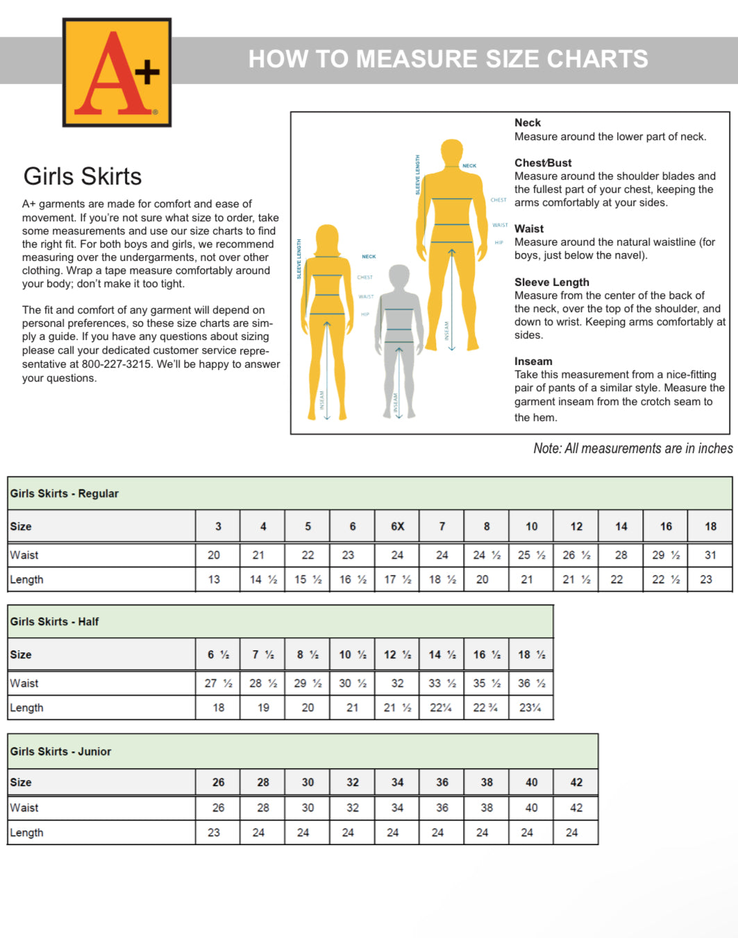 Girl's A+ Stitched Down Box Pleat Skirt  - P76