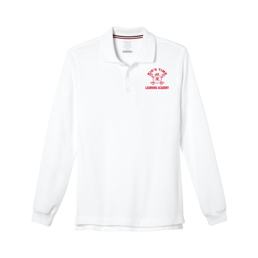 Kids Time Learning Academy  - White Long Sleeve Polo -Kids