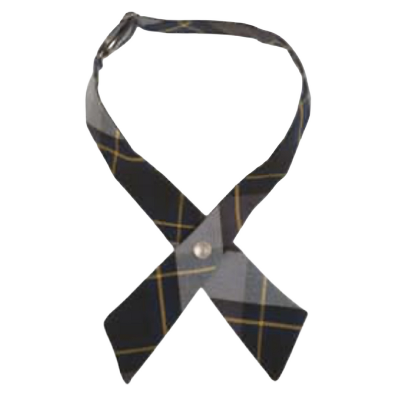 Girls Blue/Gold Plaid Crossover Tie - One Size
