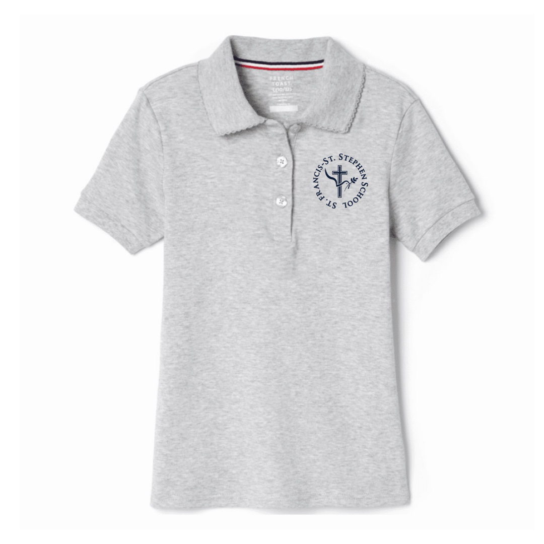 St. Francis-St. Stephen - Girl's Short Sleeve Picot Collar Polo