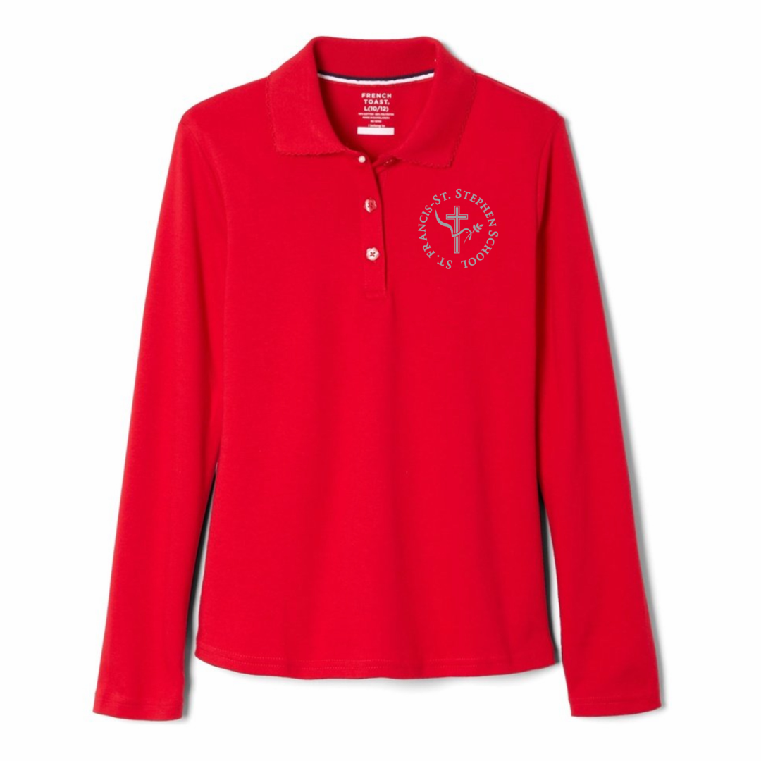 St. Francis-St. Stephen - Girl's Long Sleeve Picot Collar Polo