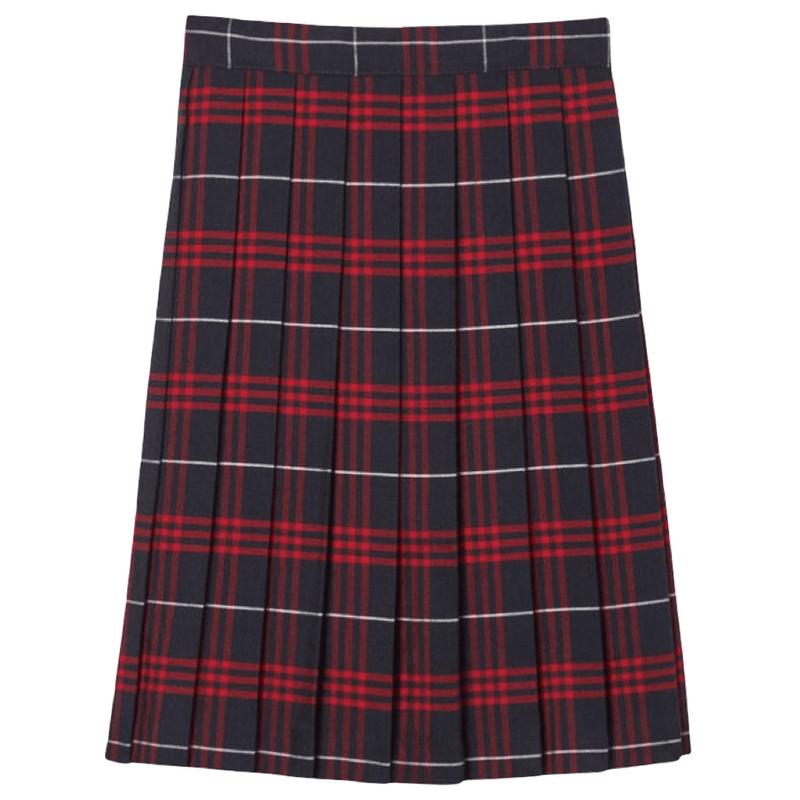 St. Anne Catholic School  -  Navy/Red Plaid To The Knee Pleated Skirt