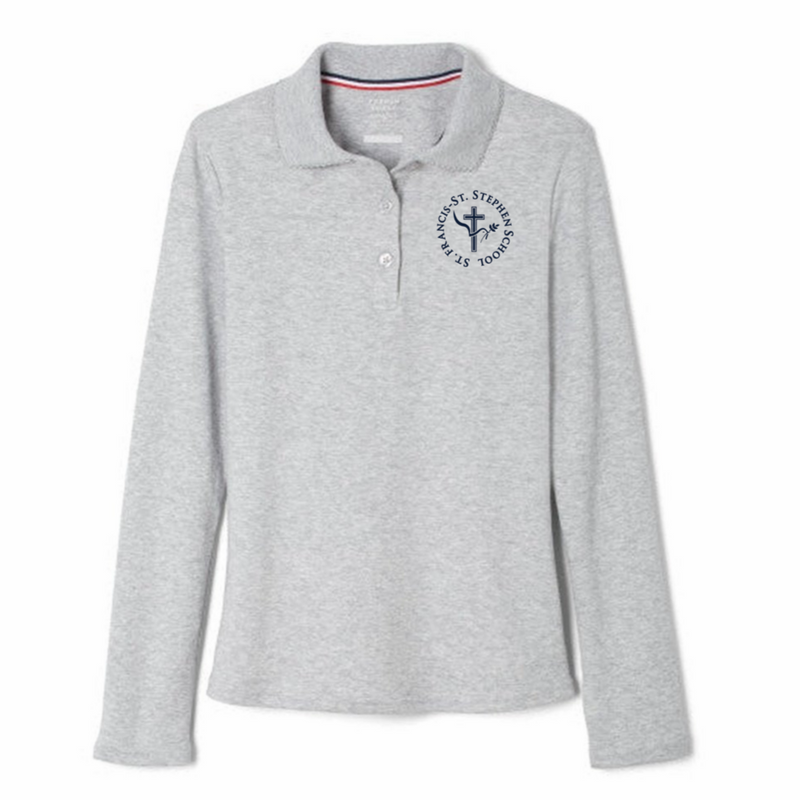 St. Francis-St. Stephen - Girl's Long Sleeve Picot Collar Polo
