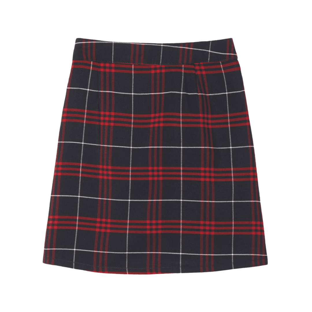 French Toast - Girl's Plus Size Plaid Pleated 2-Tab Scooter  - Navy / Red