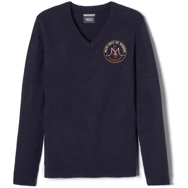 Mary Seat of Wisdom - Co-Ed Youth / Adult  V-Neck Pullover Sweater