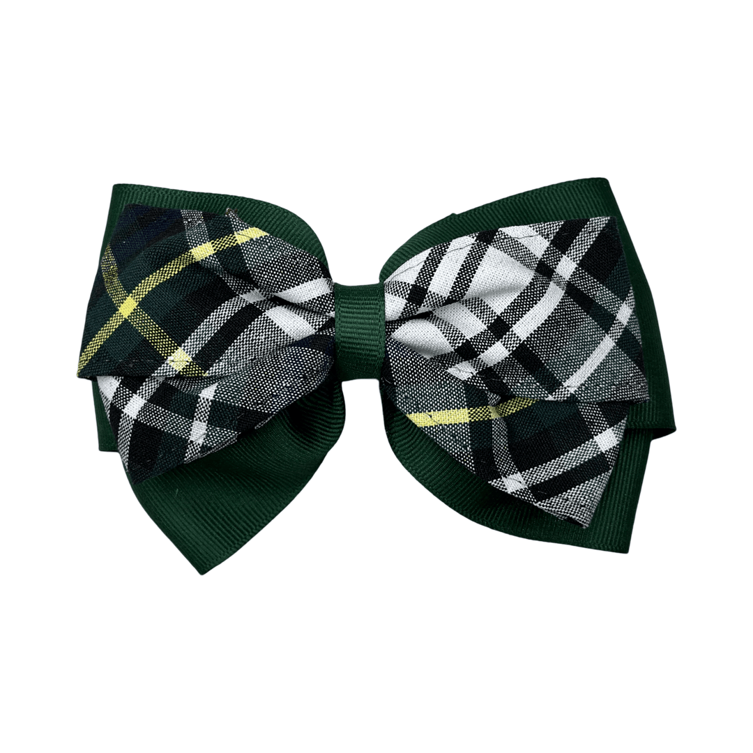 2 Layer Ribbon &amp; Plaid Bow - P35