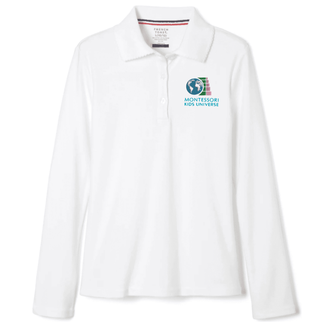 Montessori Kids  - Girl&#39;s Long Sleeve Picot Collar Polo