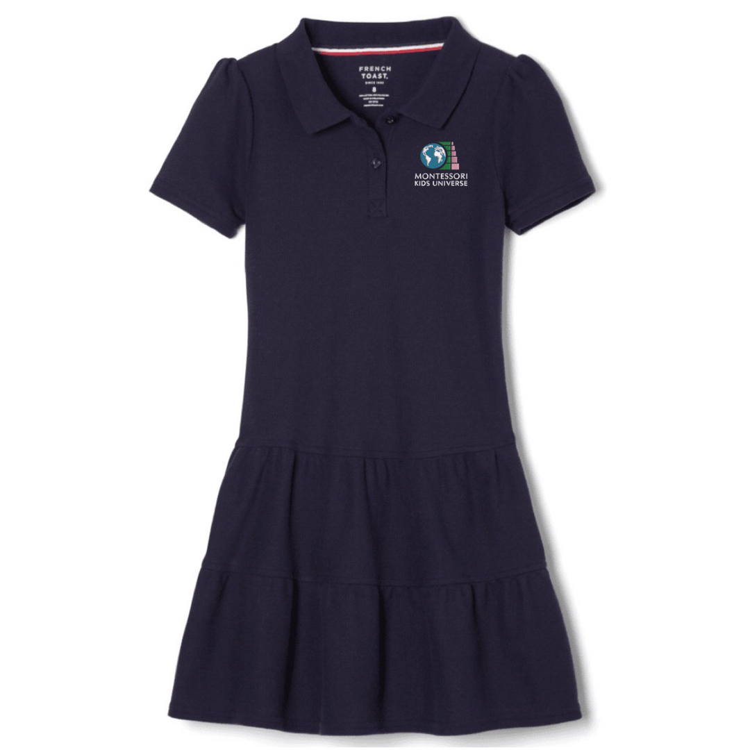 Montessori Kids  - Girl's Short Sleeve Ruffle Piqué Polo Dress