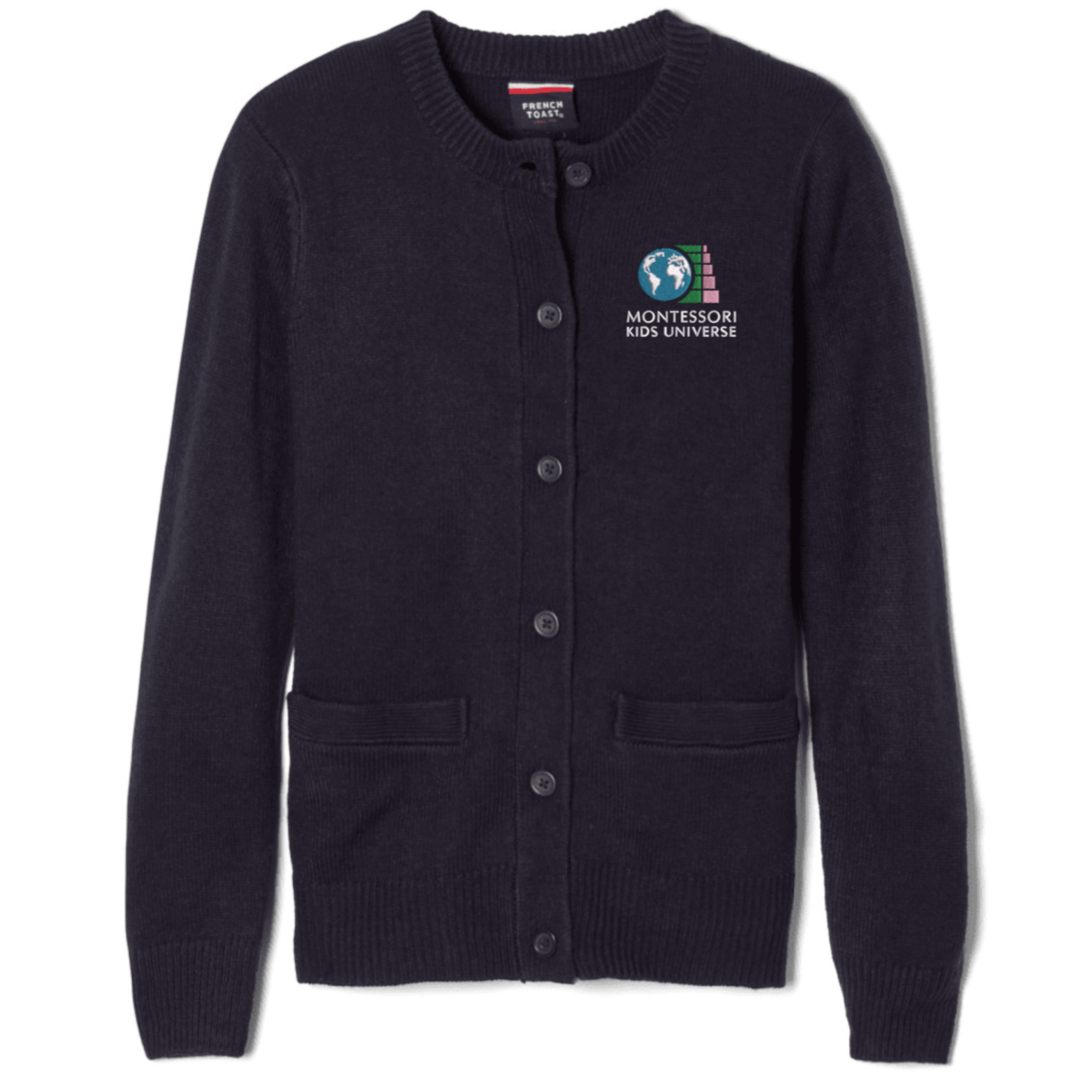 Montessori Kids - Girls Crewneck Cardigan Sweater