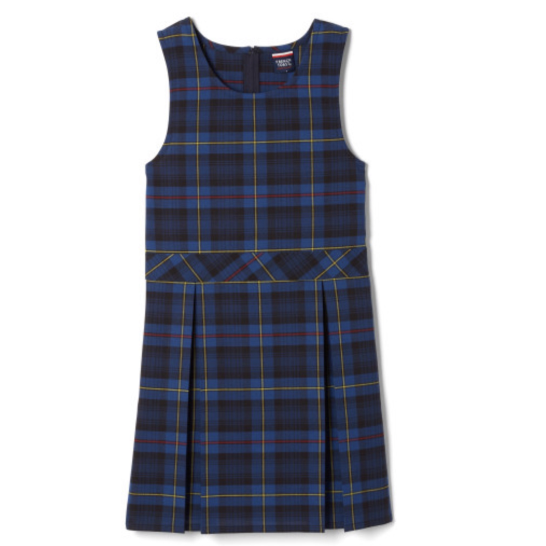 Covenant Christian School - Girl's Plaid Box Pleat Jumper - Blue / Red