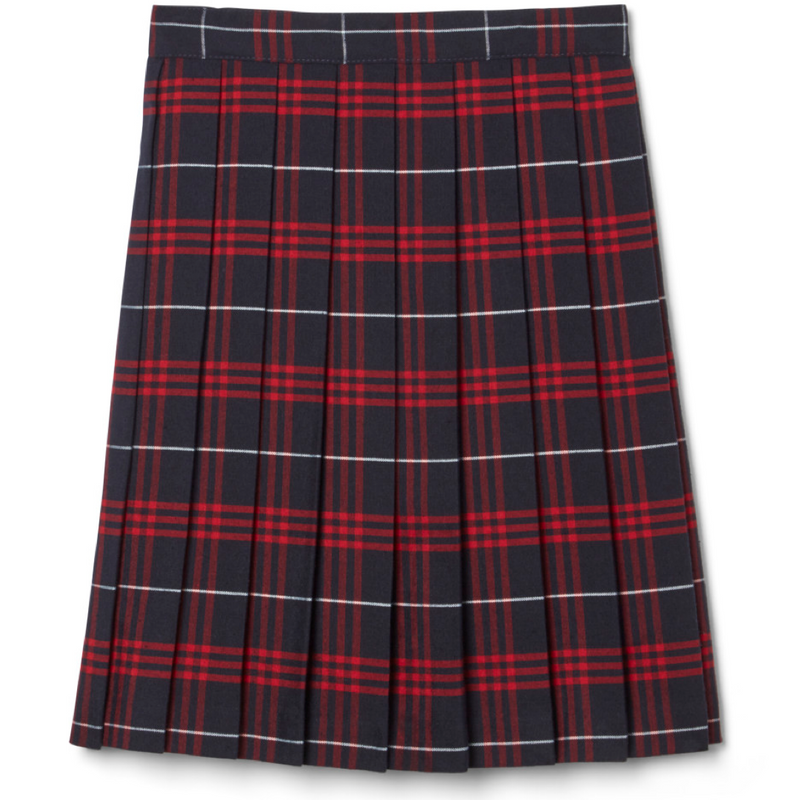 Holy Martyrs  - Plaid Pleated Skirt To The Knee - Navy/Red