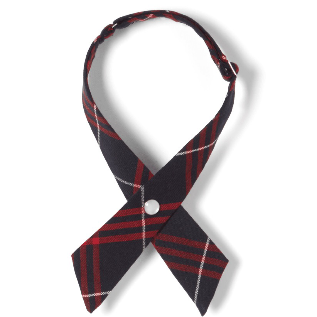 Holy Martyrs  - Girls Navy / Red  Plaid Crossover Tie