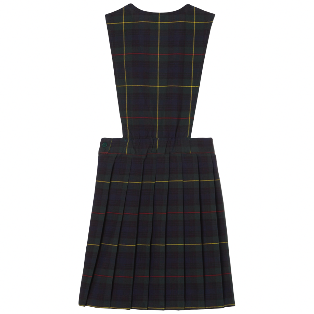 Plaid V-Neck Pleated Jumper  - Green Plaid