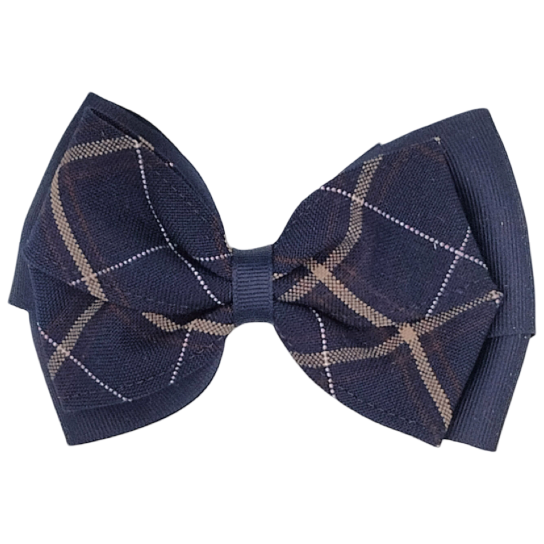 Santa Rosa Academy - 2 Layer Ribbon &amp; Plaid Bow - P6A