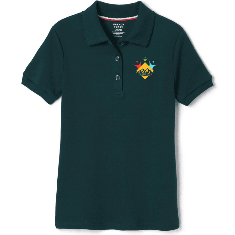 Tip Top Tots  - Girl's Short Sleeve Picot Collar Polo