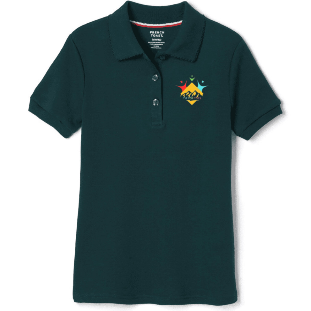 Tip Top Tots  - Girl's Short Sleeve Picot Collar Polo