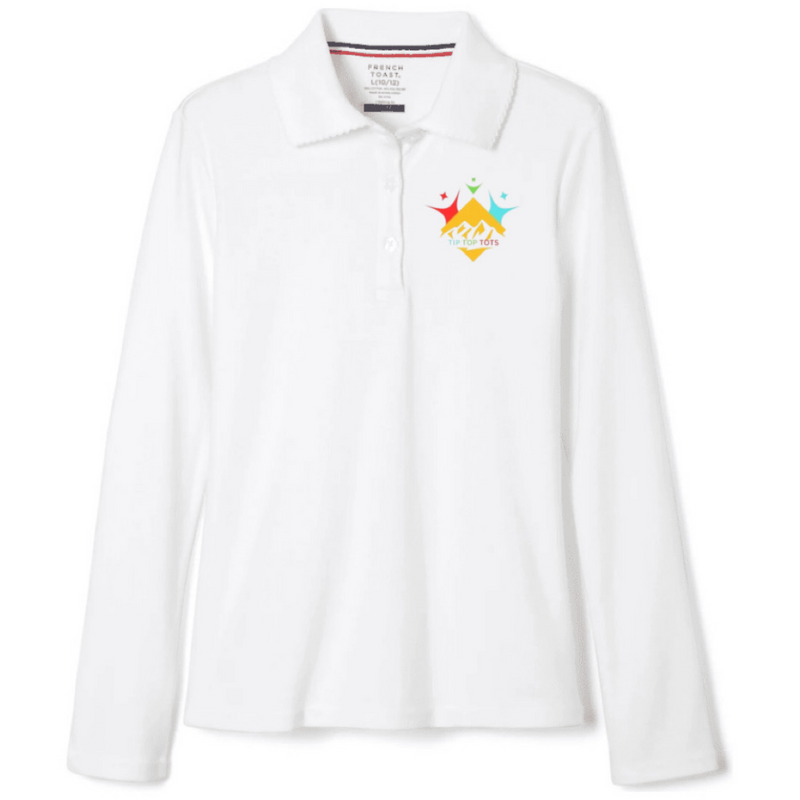 Tip Top Tots  - Girl's Long Sleeve Picot Collar Polo