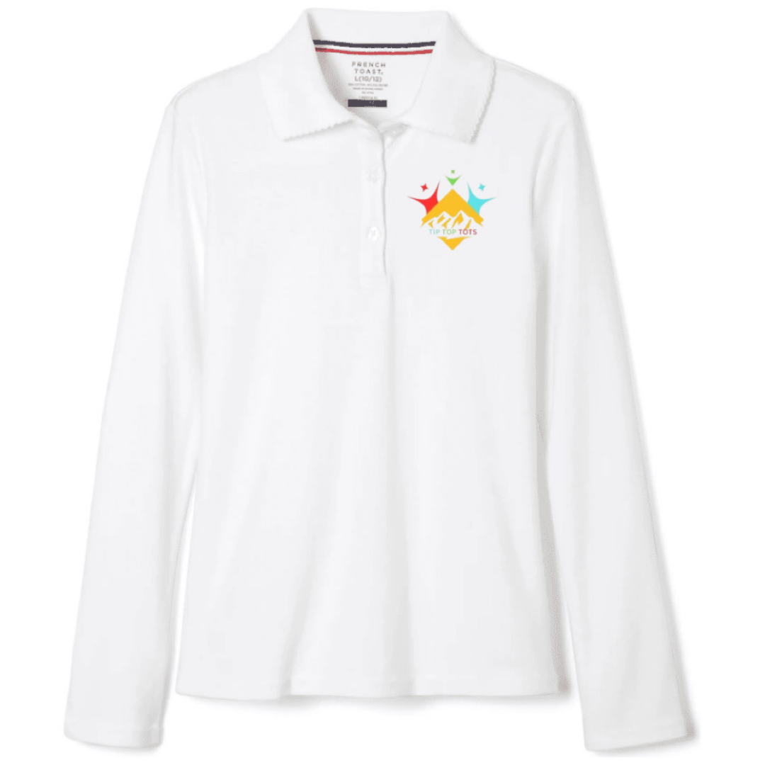 Tip Top Tots  - Girl&#39;s Long Sleeve Picot Collar Polo