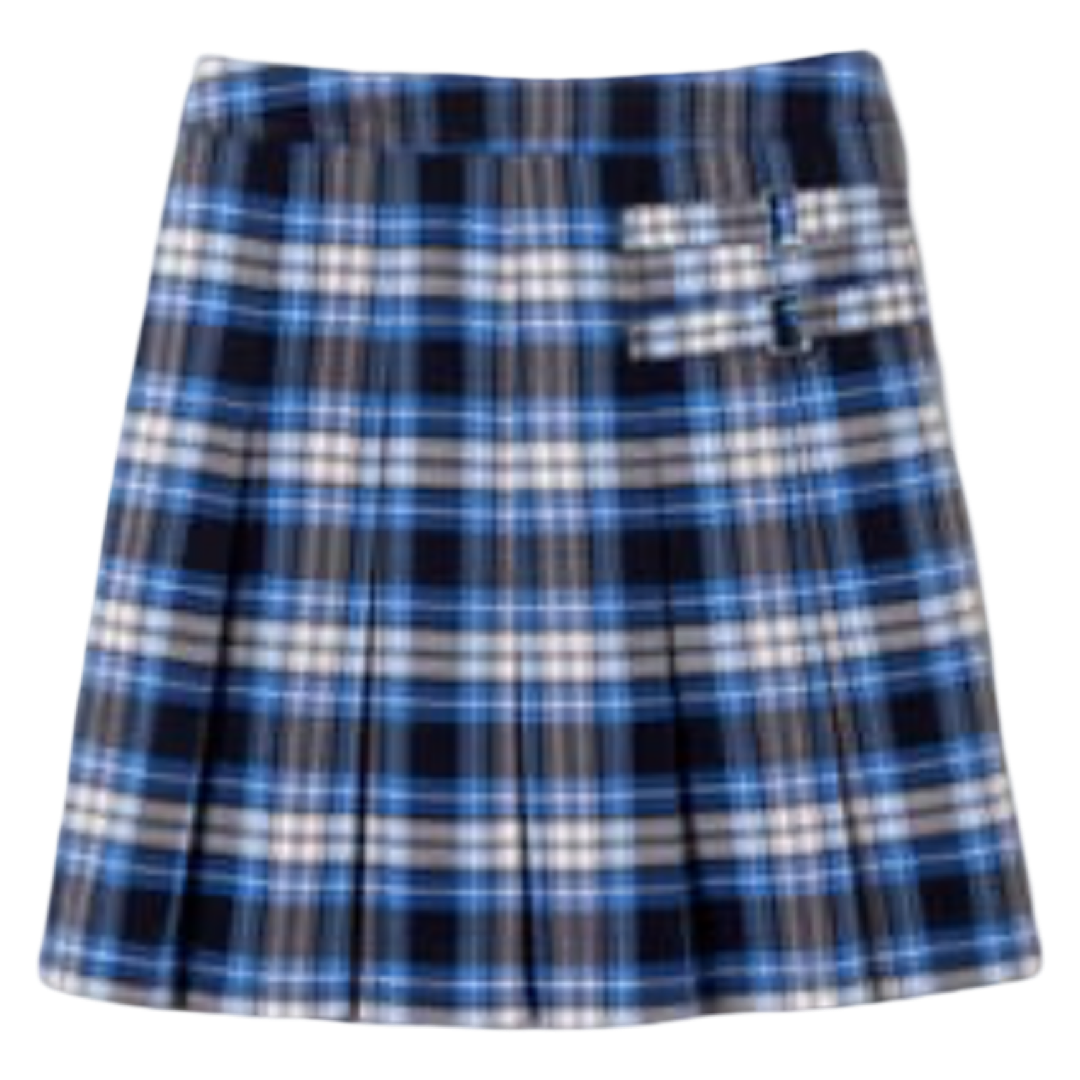Hope Academy - Girl's / Young Women's Plaid Pleated 2-Tab Scooter - Clear Blue Plaid