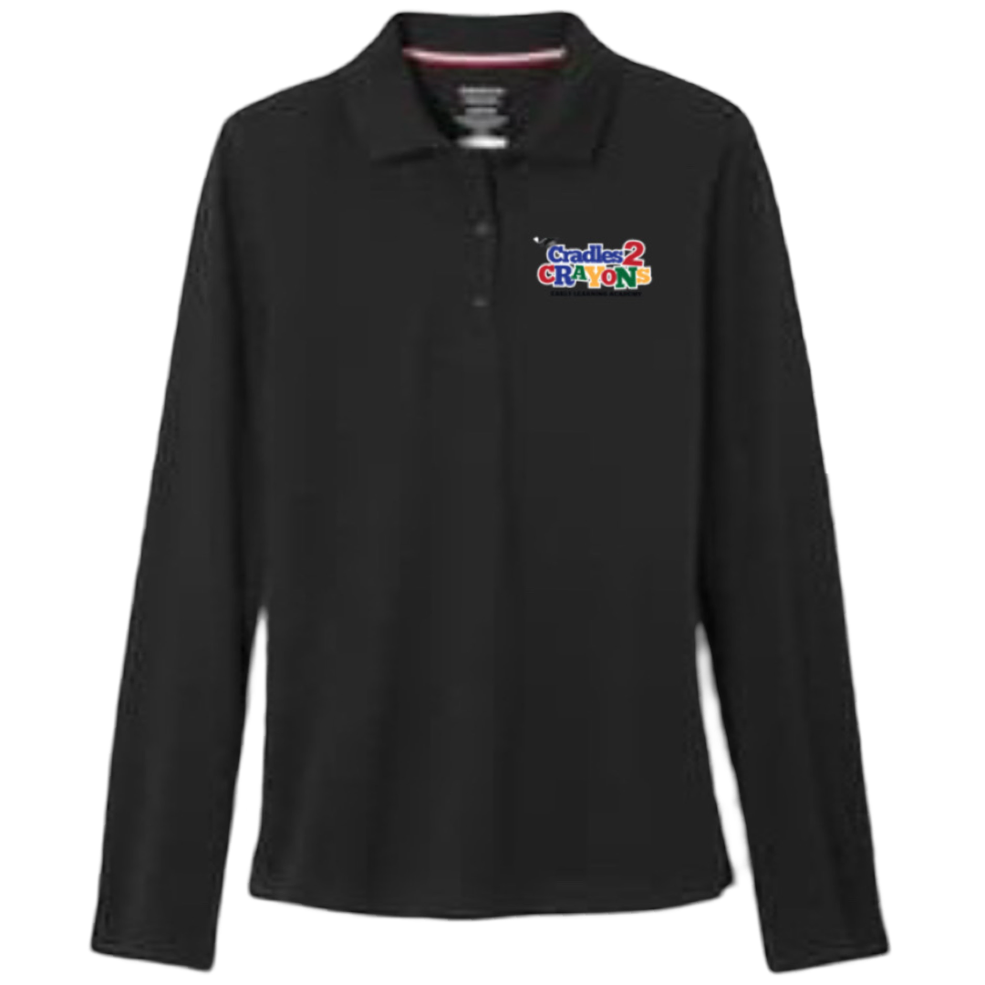 Cradles 2 Crayons -Women&#39;s Long Sleeve Stretch Piqué Polo