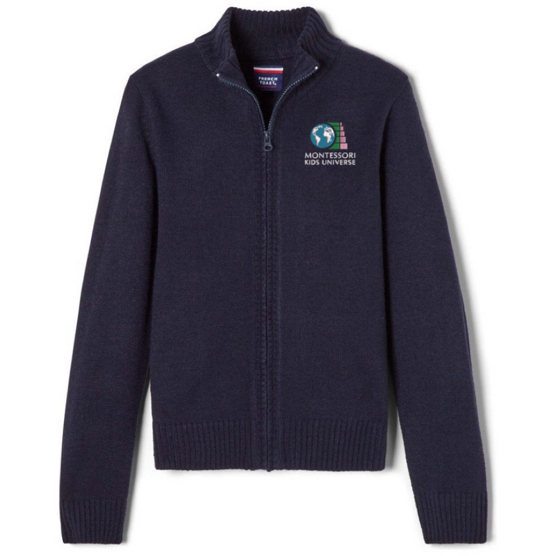 Montessori Kids- Co-Ed Adult Zip Front Cardigan Sweater