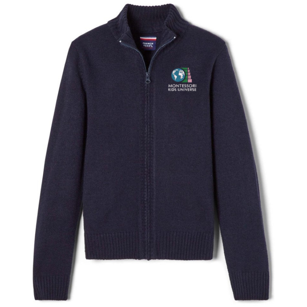Montessori Kids- Co-Ed Adult Zip Front Cardigan Sweater