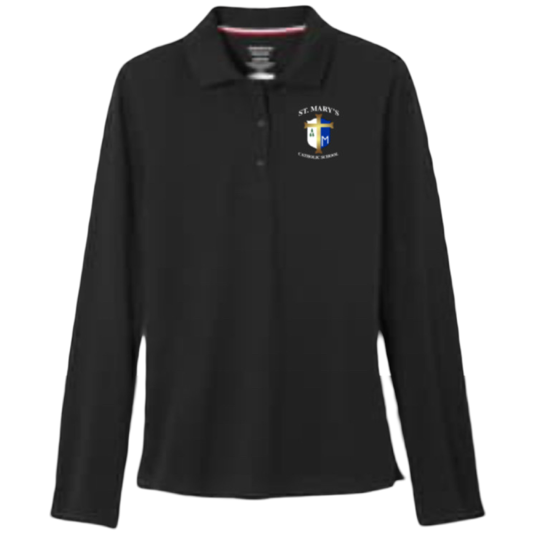 St. Mary's Catholic School TX - Girl's Long Sleeve Picot Collar Polo