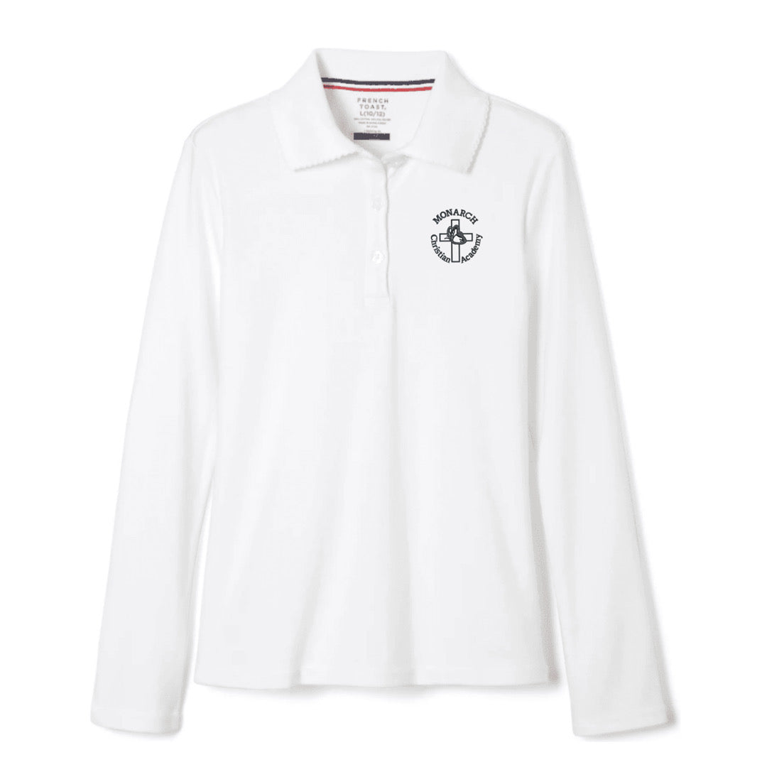 Monarch Christian Montessori - Girl's Long Sleeve Picot Collar Polo