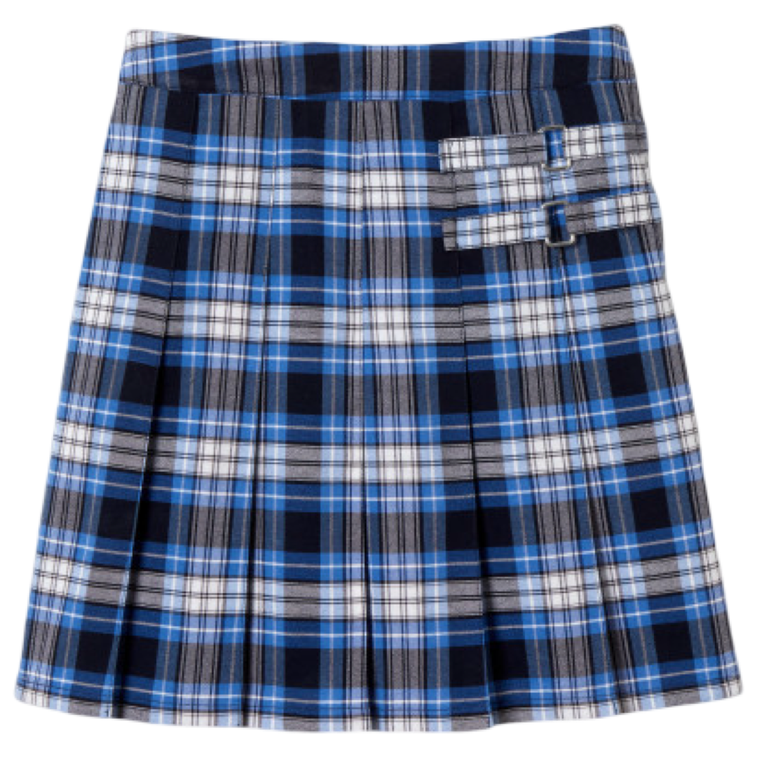 Women's Plaid Pleated 2-Tab Scooter - Clear Blue