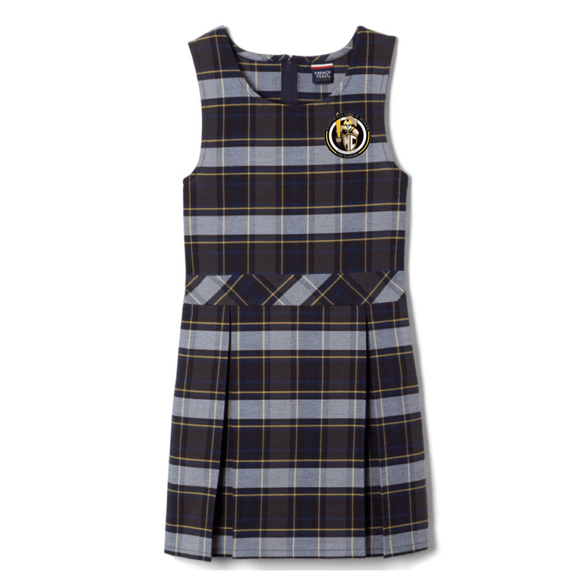 The Masters Classical - Plaid Box Pleat Jumper Blue &amp; Gold Plaid