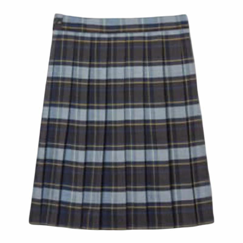 Veritas Classical - AR - Girl's / Women's Plaid Pleated Skirt Below the Knee - Blue / Gold