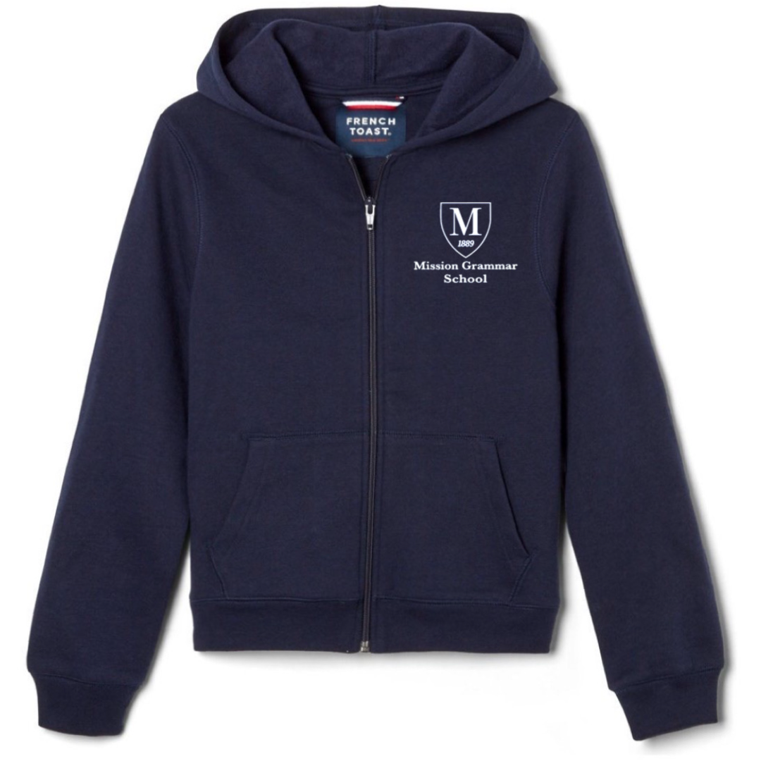 Mission Grammar - Co-Ed Youth / Adult Fleece Full Zip Hooded Sweatshirt