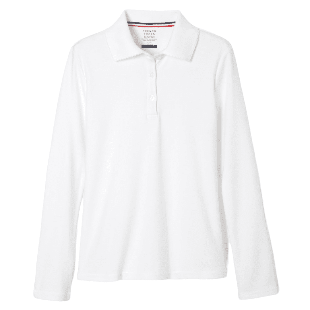 St. Mary&#39;s Catholic School - Girl&#39;s Long Sleeve Picot Collar Polo - No Logo