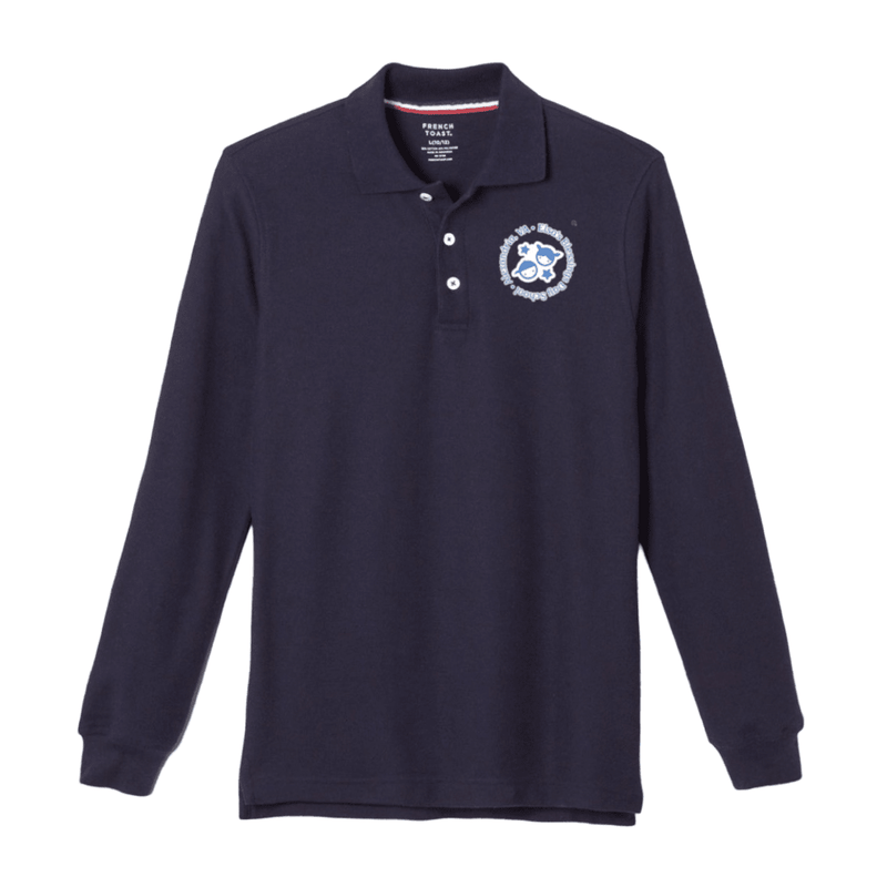 Elsa's Blessing Day School - Long Sleeve Pique Navy Polo