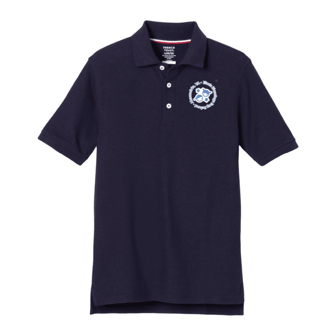 Elsa&#39;s Blessing Day School - Short Sleeve Pique Navy Polo