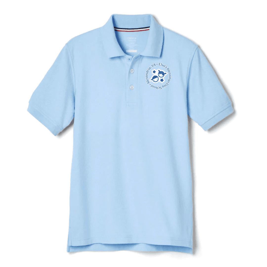 Elsa&#39;s Blessing Day School - Short Sleeve Light Blue Pique Polo