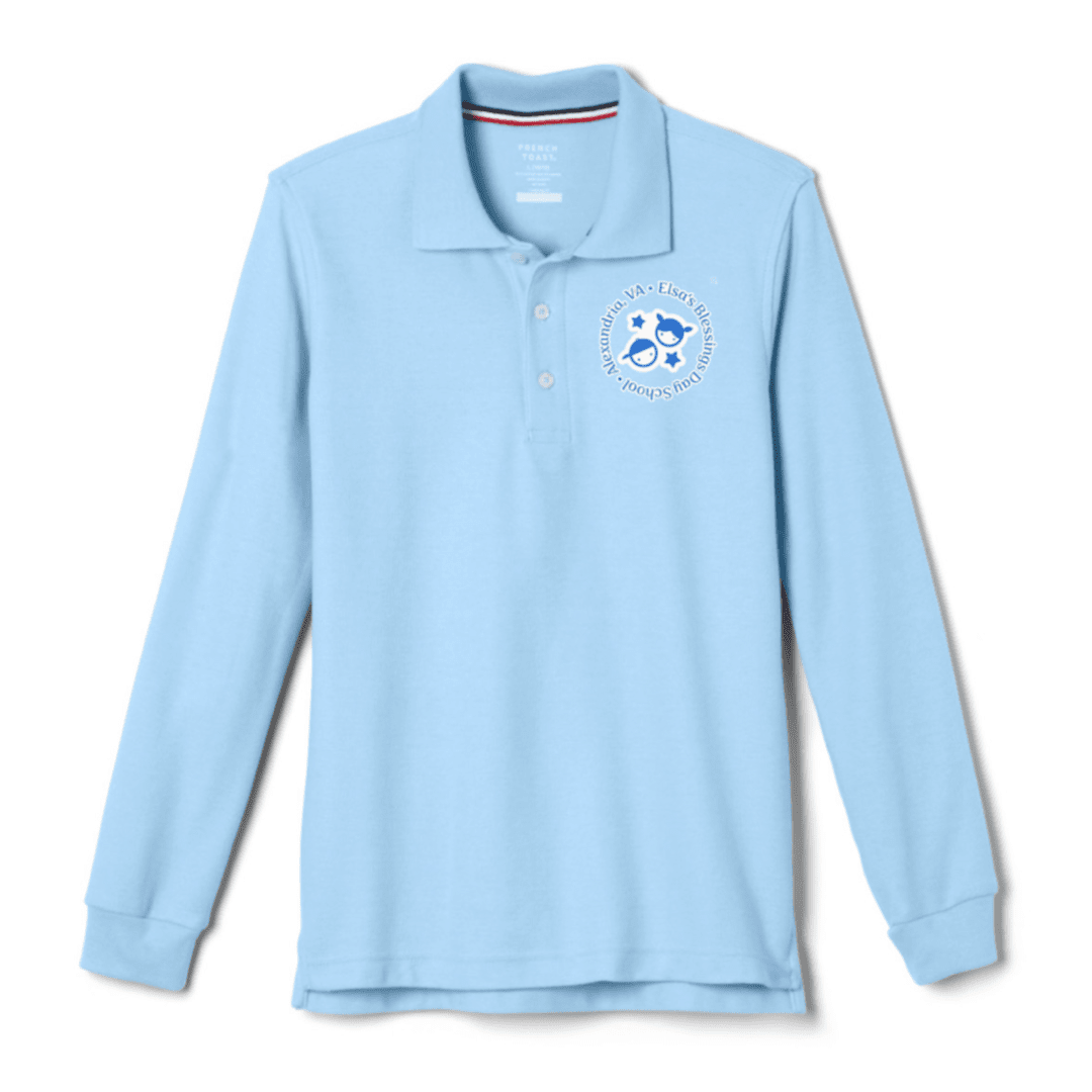 Elsa&#39;s Blessing Day School -  Long Sleeve Pique Light Blue Polo