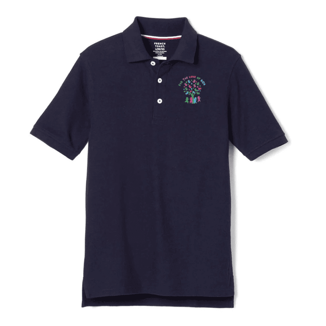 For The Love of Kids - Short Sleeve Pique Navy Polo