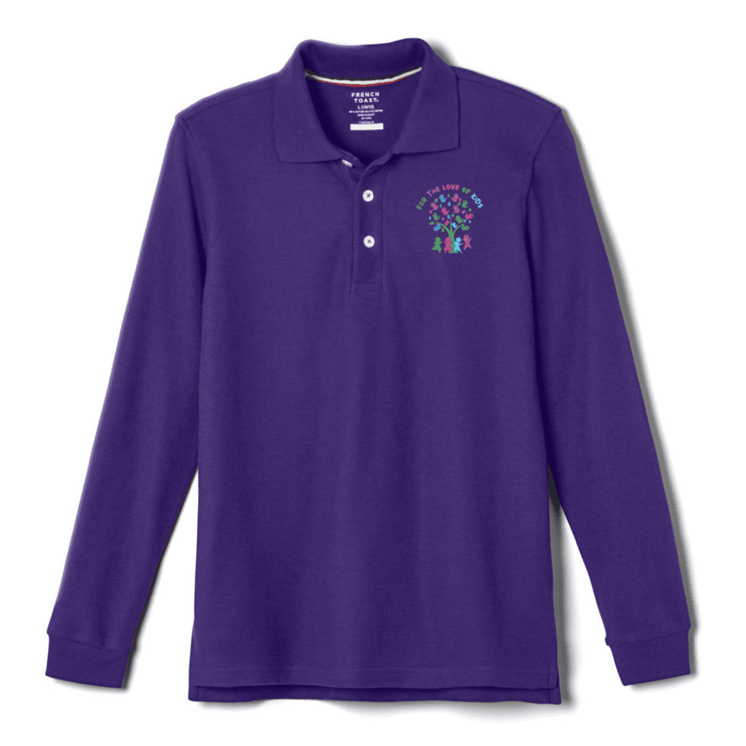 For The Love of Kids - Co-Ed Youth Long Sleeve Pique Polos