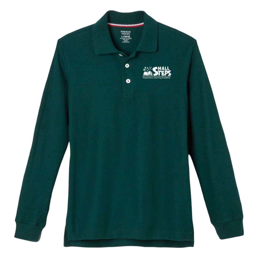 Small Steps Preparatory - Hunter Green Long Sleeve Pique Polo