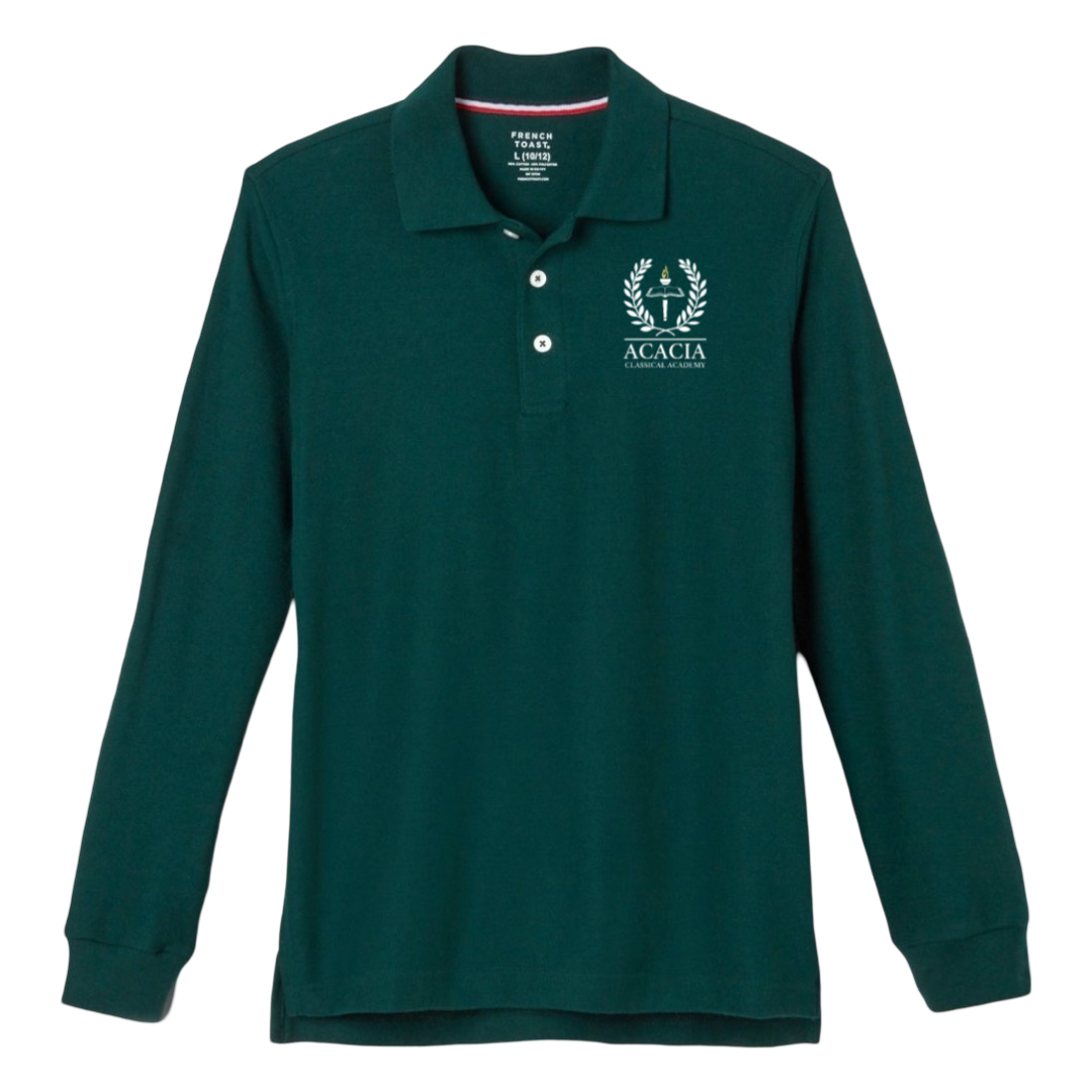 ACA - Unisex Long Sleeve Hunter Green Polo - Adults